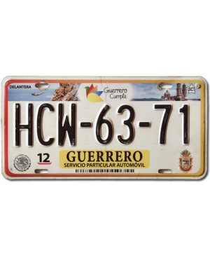 Mexikói rendszám Guerrero 2016 HCW-63-71