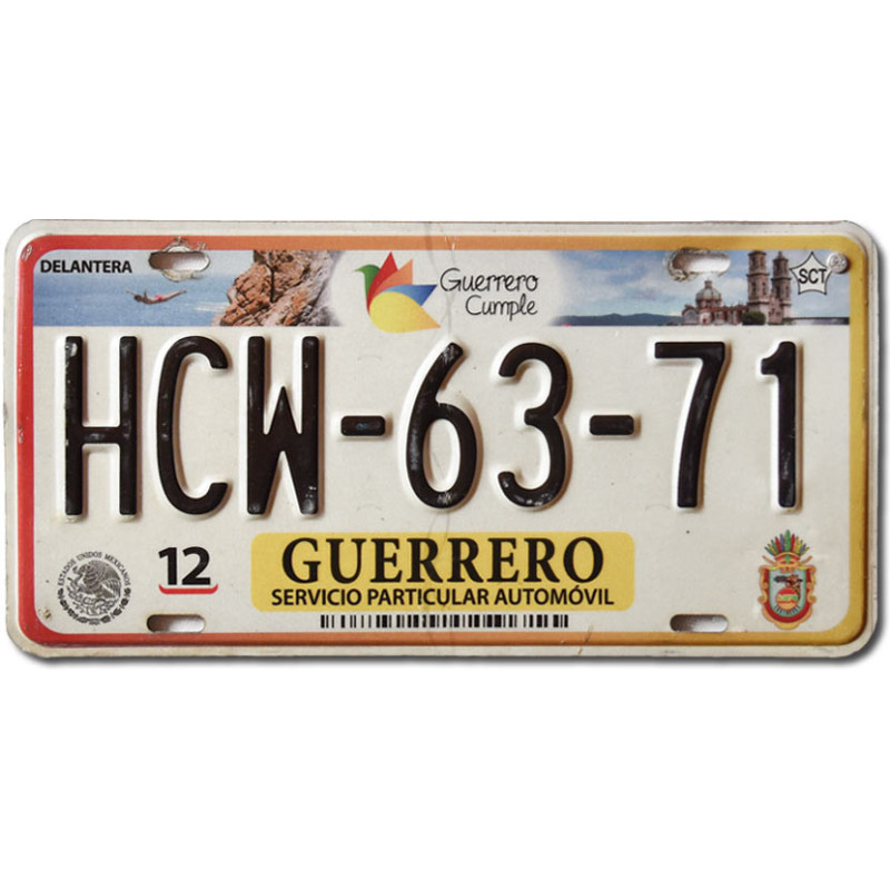 Mexikói rendszám Guerrero 2016 HCW-63-71