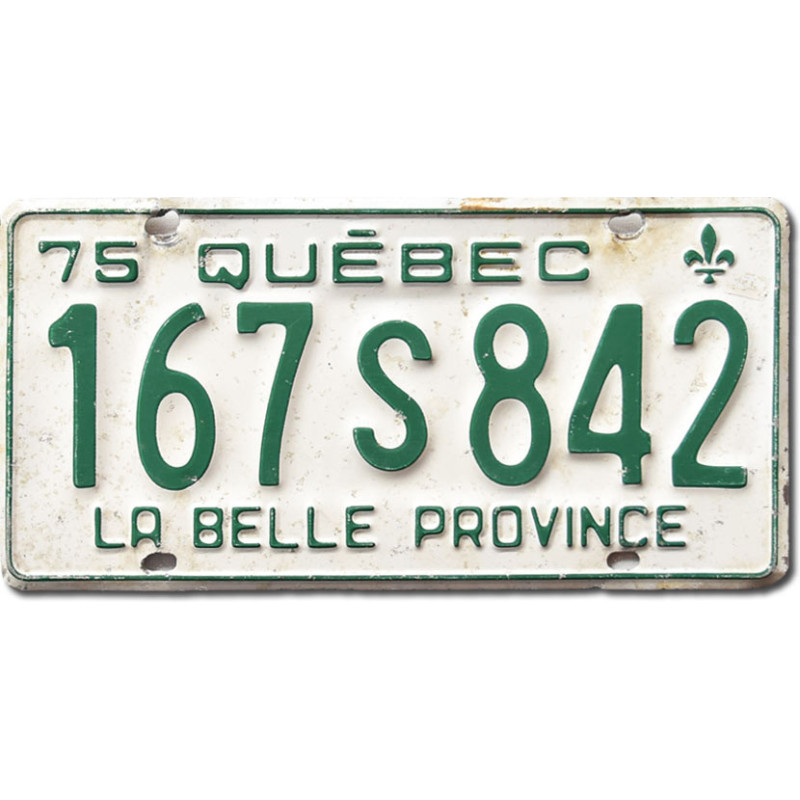 Kanadai rendszám Quebec 1975 White 167 S 842