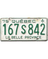 Kanadai rendszám Quebec 1975 White 167 S 842