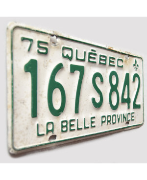 Kanadai rendszám Quebec 1975 White 167 S 842
