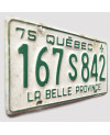 Kanadai rendszám Quebec 1975 White 167 S 842