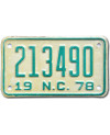 Motoros amerikai rendszám North Carolina 213490