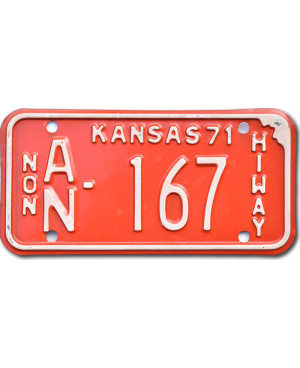 Motoros amerikai rendszám Kansas 1971 AN 167