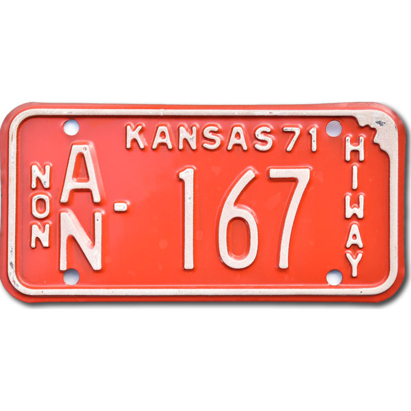Motoros amerikai rendszám Kansas 1971 AN 167