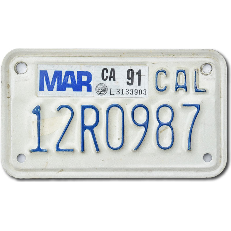 Motoros amerikai rendszám California 12R0987