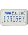 Motoros amerikai rendszám California 12R0987