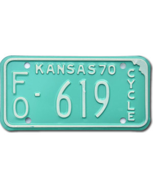 Americká SPZ Kansas 1970 Green FO 619 moto