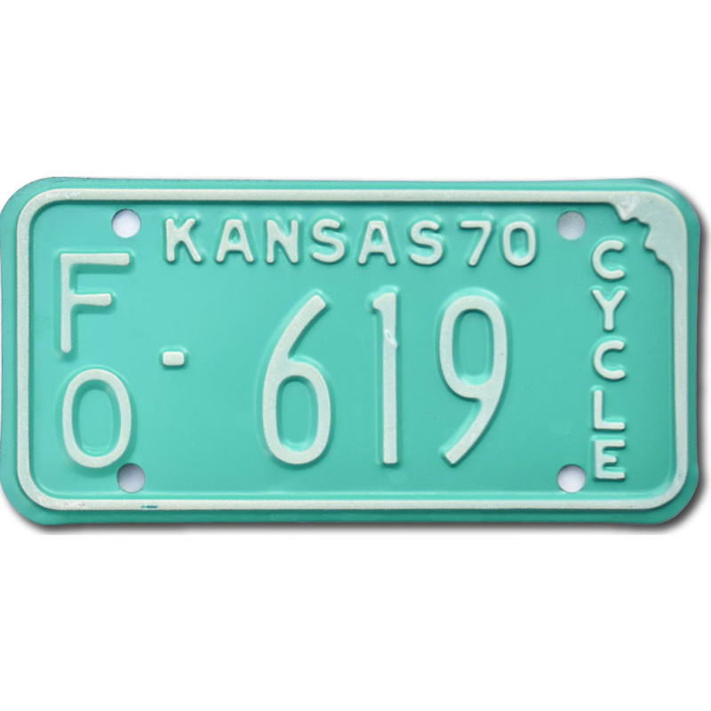 Americká SPZ Kansas 1970 Green FO 619 moto