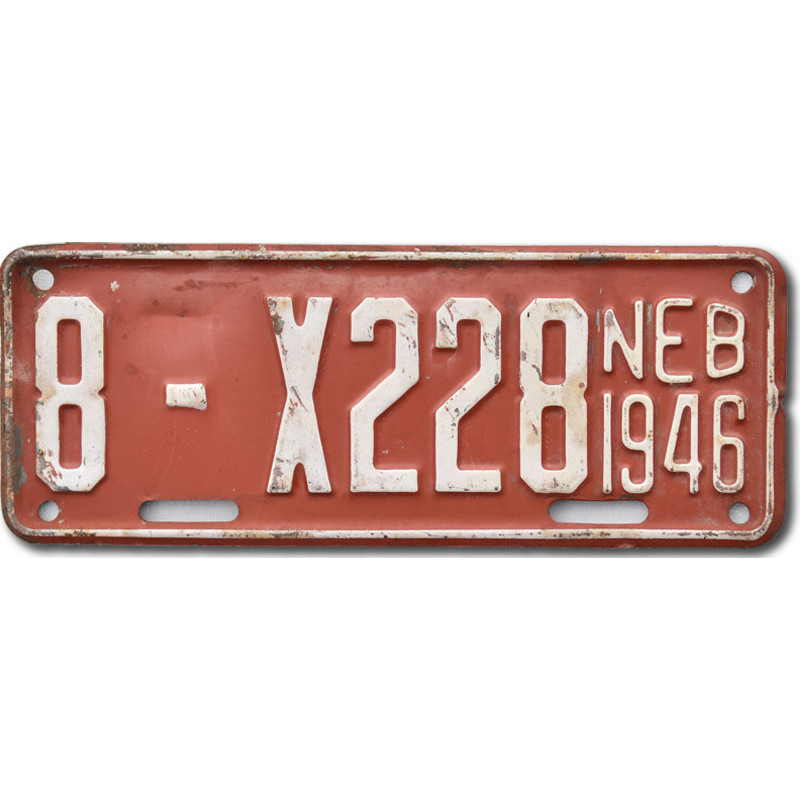 Americká SPZ Nebraska 1946 Red 8-X228 moto