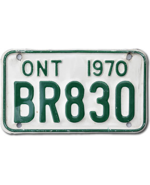 Kanadská SPZ Ontario 1970 White BR830 moto