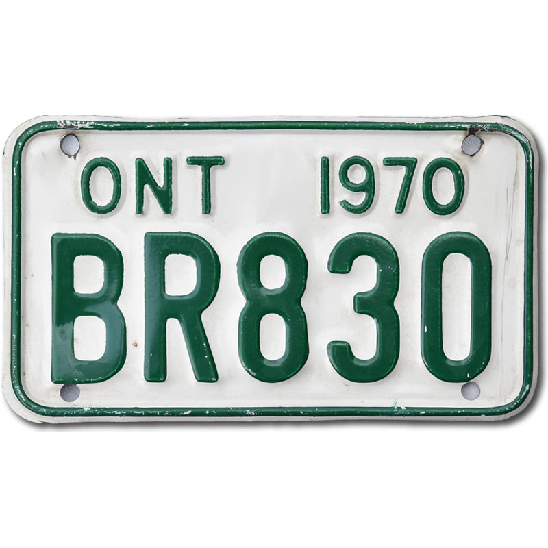 Kanadská SPZ Ontario 1970 White BR830 moto