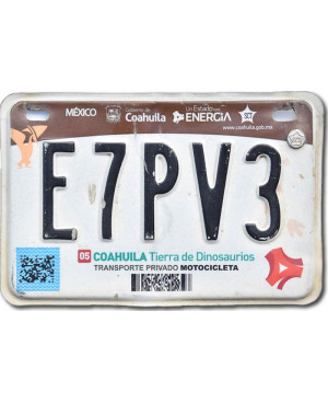 Mexikói rendszám Coahuila E7PV3 moto