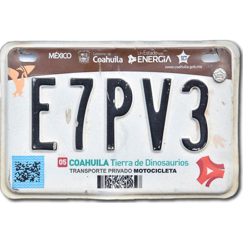 Mexikói rendszám Coahuila E7PV3 moto