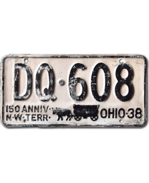 Amerikai rendszám Ohio 1938 Anniversary DQ-608