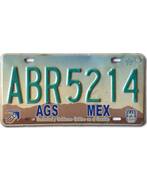 Mexikói rendszám Aguascaliantes ABR 5214