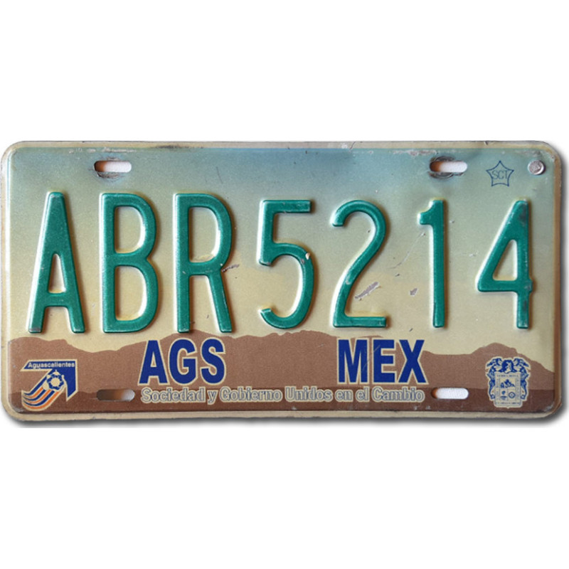 Mexikói rendszám Aguascaliantes ABR 5214