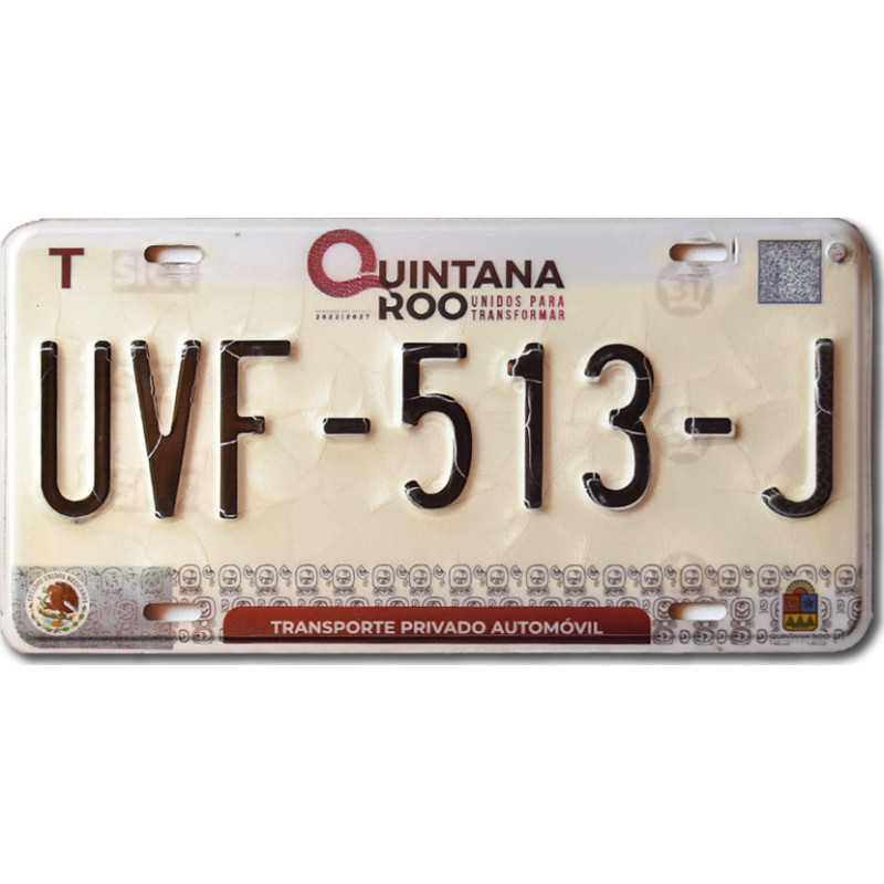 Mexikói rendszám Quintana Roo UVF-513-J