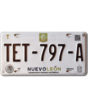 Mexikói rendszám Nuevo León TET-797-A