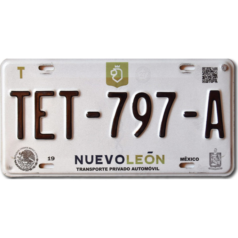 Mexikói rendszám Nuevo León TET-797-A