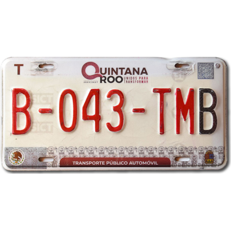 Mexikói rendszám Quintana Roo B-043-TMB