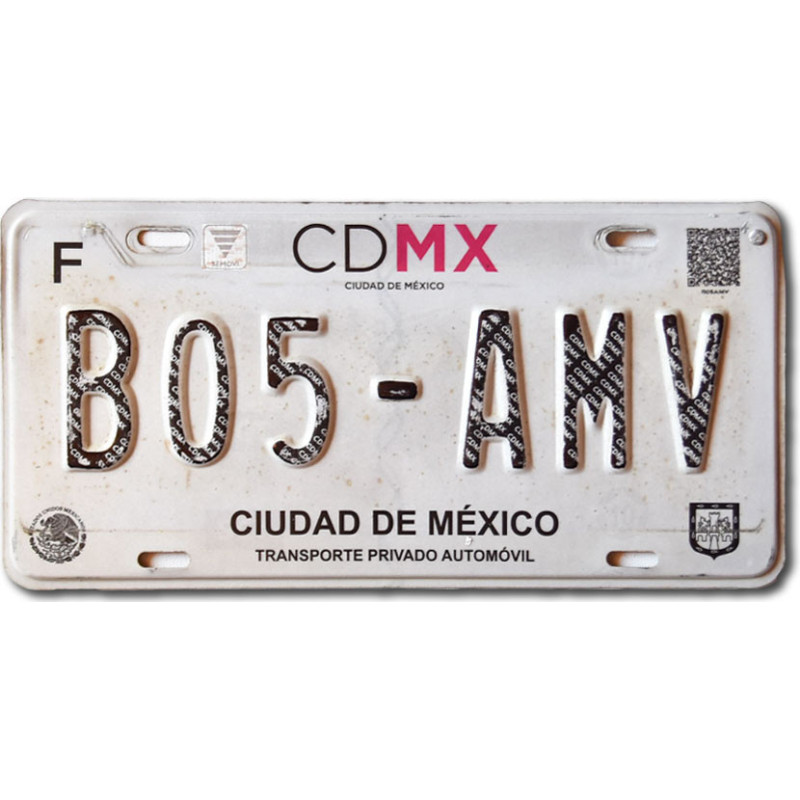 Mexikói rendszám Ciudad De México B05-AMV