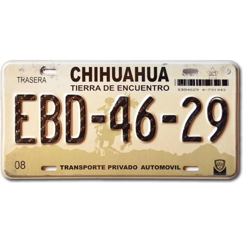 Mexikói rendszám Chihuahua EBD-46-29