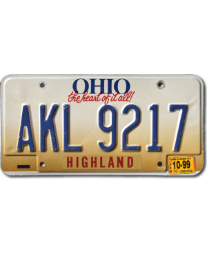 Amerikai rendszám Ohio The Heart Of It All