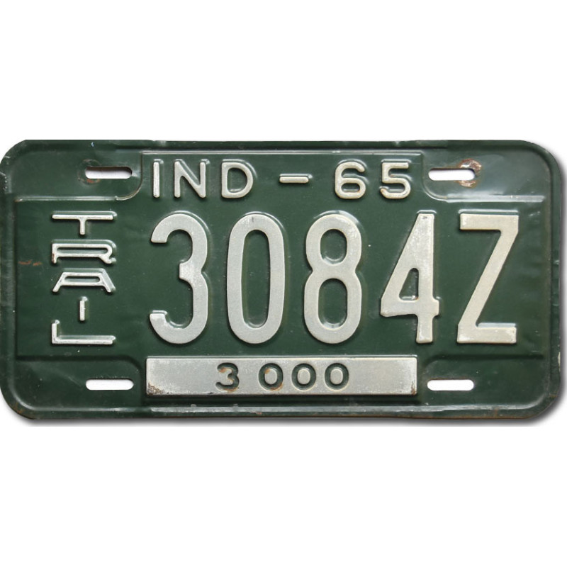 Amerikai rendszám Indiana 1965 Green 3084Z Trailer