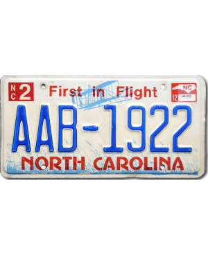 Amerikai rendszám North Carolina First in Flight