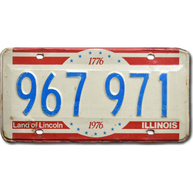 Amerikai rendszám Illinois 1976 Land of Lincoln 967 971