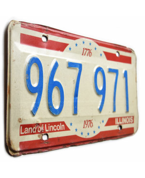 Amerikai rendszám Illinois 1976 Land of Lincoln 967 971