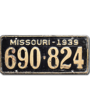 Amerikai rendszám Missouri 1939 Black 690-824