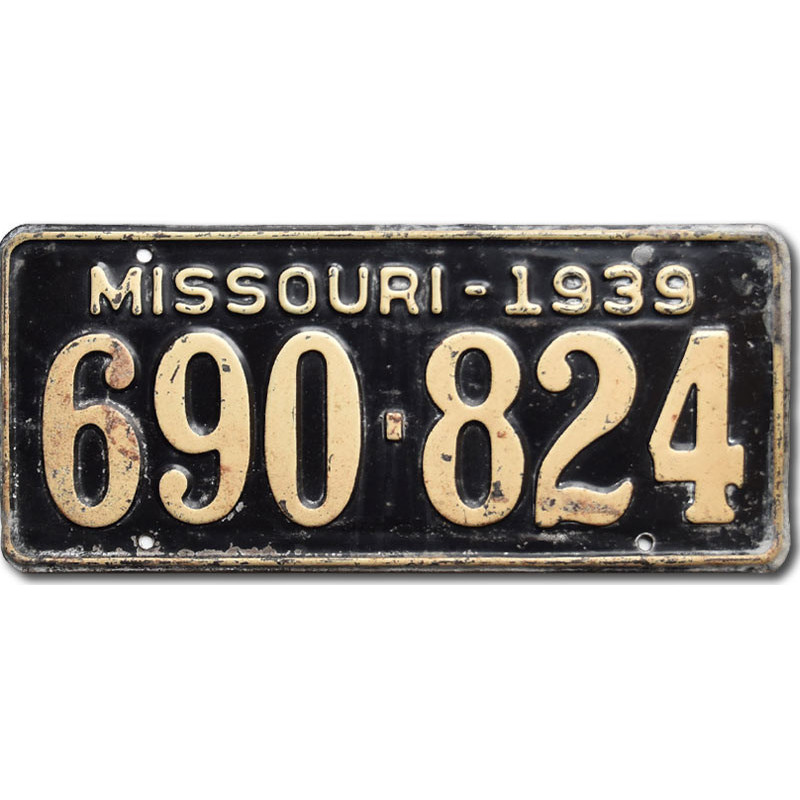 Amerikai rendszám Missouri 1939 Black 690-824