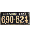 Amerikai rendszám Missouri 1939 Black 690-824