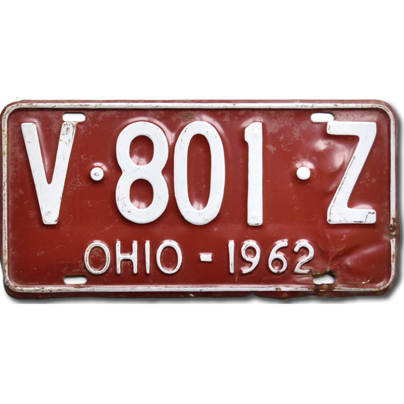 Amerikai rendszám Ohio 1962 Red V-801-Z