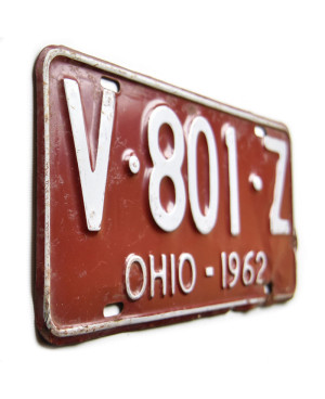 Amerikai rendszám Ohio 1962 Red V-801-Z