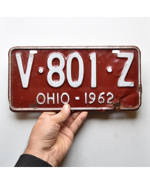Amerikai rendszám Ohio 1962 Red V-801-Z