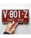 Amerikai rendszám Ohio 1962 Red V-801-Z