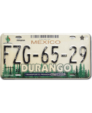 Mexikói rendszám Durango Forest FZG-65-29