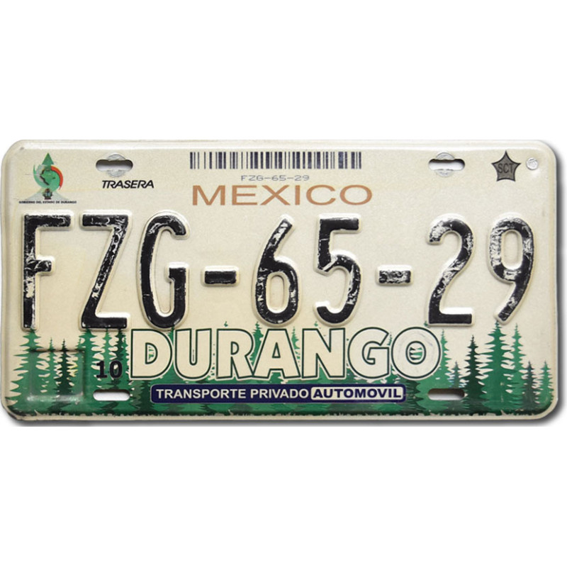 Mexikói rendszám Durango Forest FZG-65-29