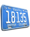 Kanadai rendszám British Columbia 1969 Beautiful 18-135