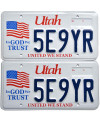 Amerikai rendszám Utah In God We Trust 5E9YR pár
