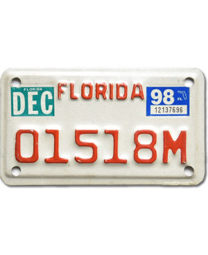 Motoros amerikai rendszám Florida 01518M