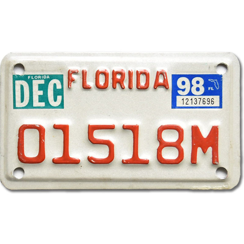 Motoros amerikai rendszám Florida 01518M