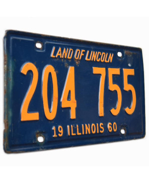 Amerikai rendszám Illinois 1960 Land of Lincoln 204 755