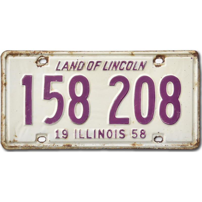 Amerikai rendszám Illinois 1958 Land of Lincoln 158 208