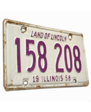 Amerikai rendszám Illinois 1958 Land of Lincoln 158 208