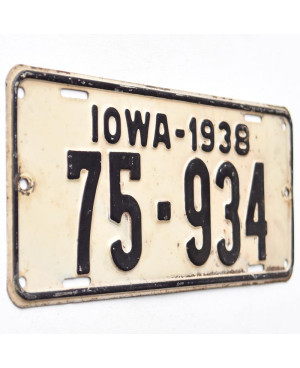 Amerikai rendszám Iowa 1938 White 75-934
