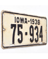 Amerikai rendszám Iowa 1938 White 75-934